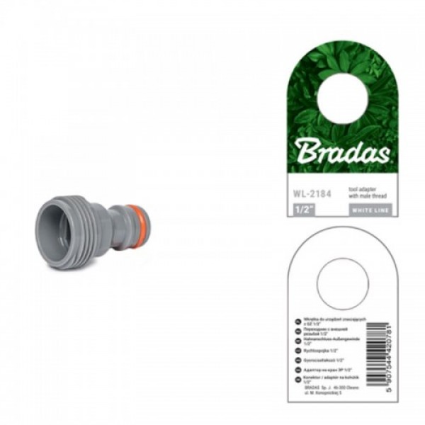 Адаптер-вкрутка с наружной резьбой 1/2" WHITE LINE (25 шт.) WL-2184 (Bradas)