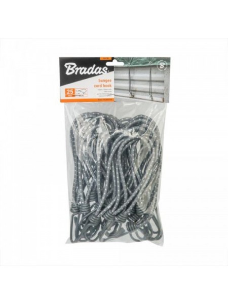 Эластичный шнур с крючком 20см PVC BUNGEE CORD HOOK (25 шт.) (Bradas)
