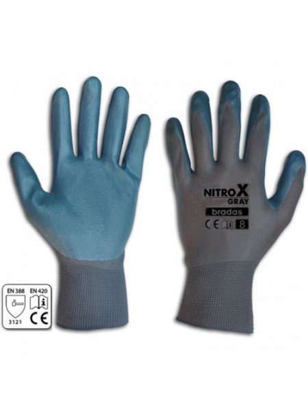 Перчатки защитные Nitrox Gray нитрил (Bradas)
