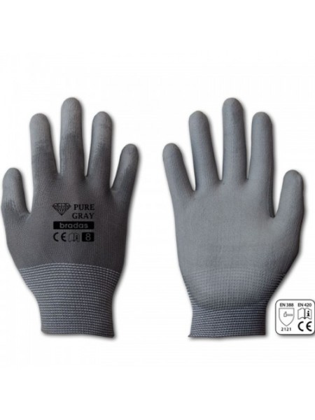 Перчатки защитные Pure Gray полиуретан (Bradas)