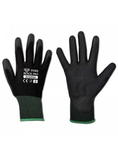 Перчатки защитные Pure Black Pro полиуретан (Bradas)