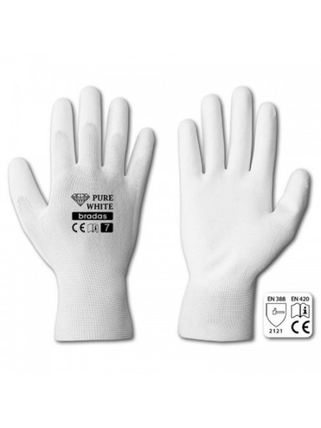 Перчатки защитные Pure White полиуретан (Bradas)