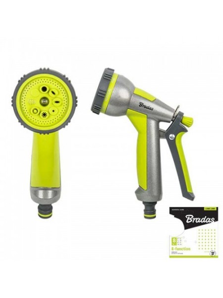 Пистолет поливочный LIME EDITION 8 режимов регулируемый металлический, LE-5108 (Bradas)