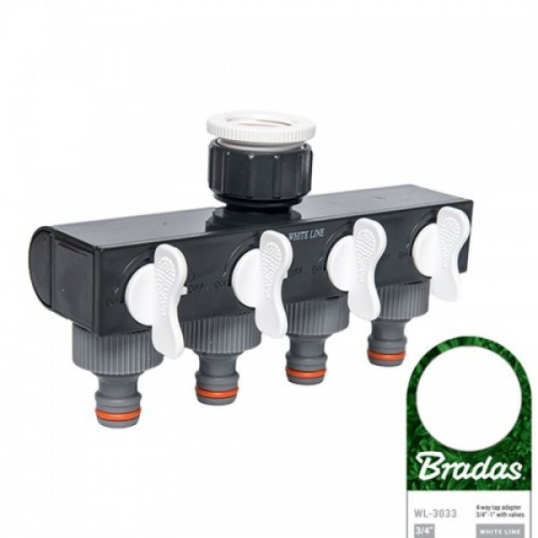 Распределитель с 4 кранами РО 3/4" WHITE LINE, WL-3033 (Bradas)