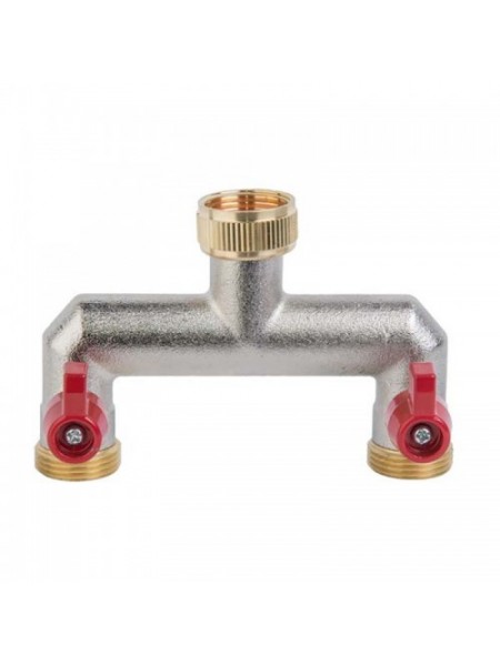 Тройник 3/4" с двумя шаровыми кранами 3/4" BRASS, BR-3034 (Bradas)
