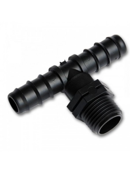 Тройник наружная резьба 1/2 дюйм. 2х соединения для трубки (25 шт.) (Bradas)